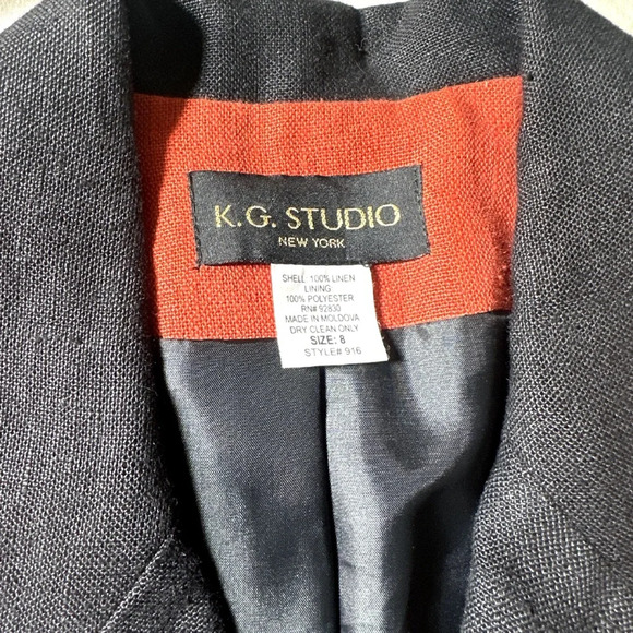 K.G Studio Orange with Black Trim Linen Blazer Jacket size 8 F1 - Picture 3 of 3